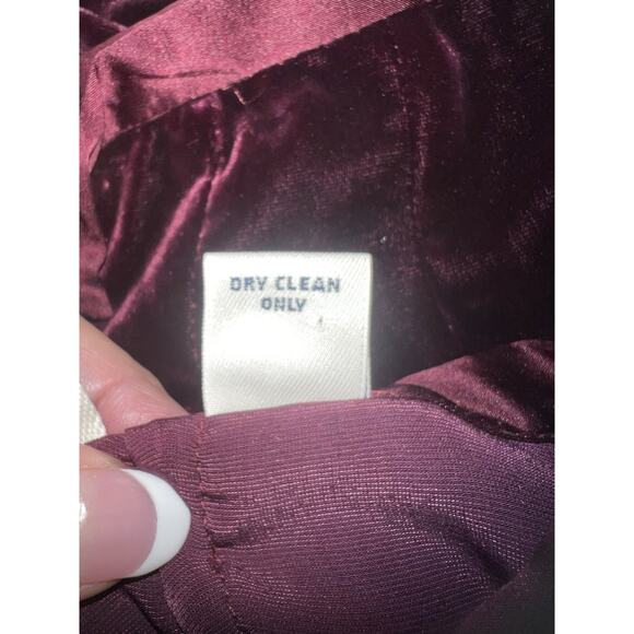 VTG Ann Taylor Loft Velvet Pants Size 12 Burgundy Wide Leg Evening Holiday 90s - Picture 9 of 10